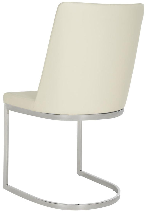 Safavieh - Set of 2 - Parkston Side Chair 18''H Leather Buttercream Chrome Metal Stainless Steel PU FOX2013C-SET2 683726692904