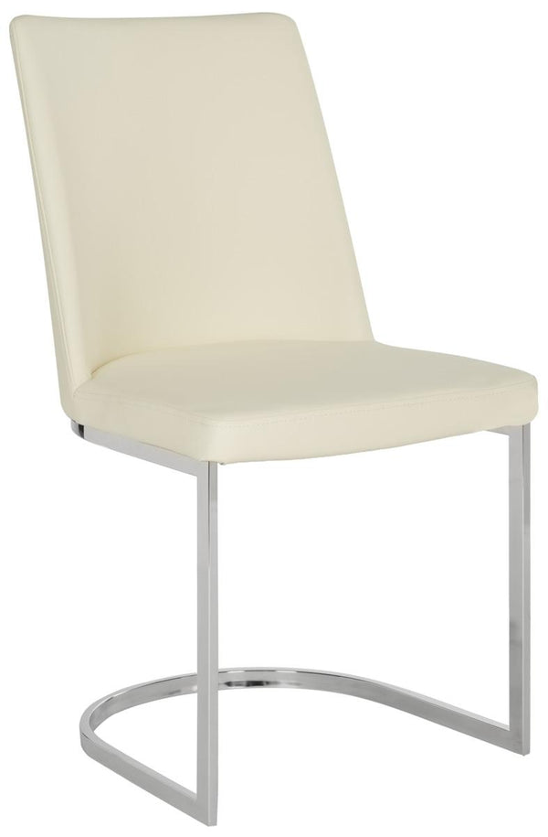 Safavieh - Set of 2 - Parkston Side Chair 18''H Leather Buttercream Chrome Metal Stainless Steel PU FOX2013C-SET2 683726692904