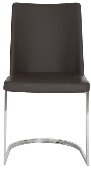 Safavieh - Set of 2 - Parkston Side Chair 18''H Leather Brown Chrome Metal Stainless Steel PU FOX2013D-SET2 683726692935