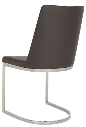 Safavieh - Set of 2 - Parkston Side Chair 18''H Leather Brown Chrome Metal Stainless Steel PU FOX2013D-SET2 683726692935