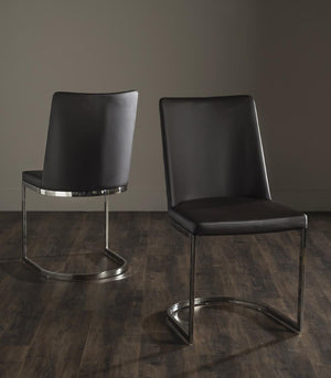 Safavieh - Set of 2 - Parkston Side Chair 18''H Leather Brown Chrome Metal Stainless Steel PU FOX2013D-SET2 683726692935