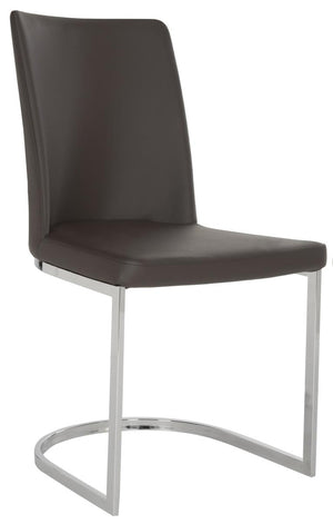 Safavieh - Set of 2 - Parkston Side Chair 18''H Leather Brown Chrome Metal Stainless Steel PU FOX2013D-SET2 683726692935