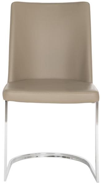 Safavieh - Set of 2 - Parkston Side Chair 18''H Leather Taupe Chrome Metal Stainless Steel PU FOX2013E-SET2 683726692959