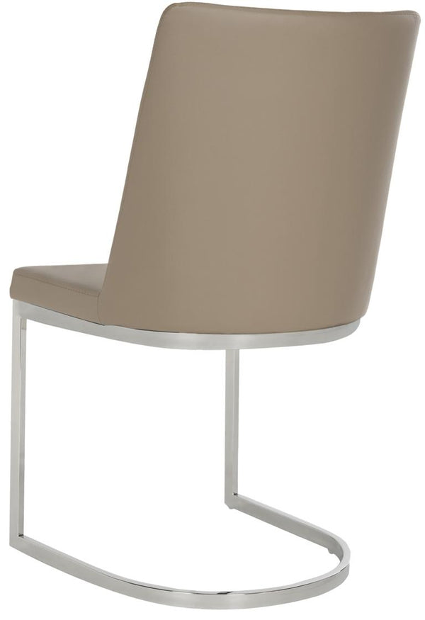 Safavieh - Set of 2 - Parkston Side Chair 18''H Leather Taupe Chrome Metal Stainless Steel PU FOX2013E-SET2 683726692959