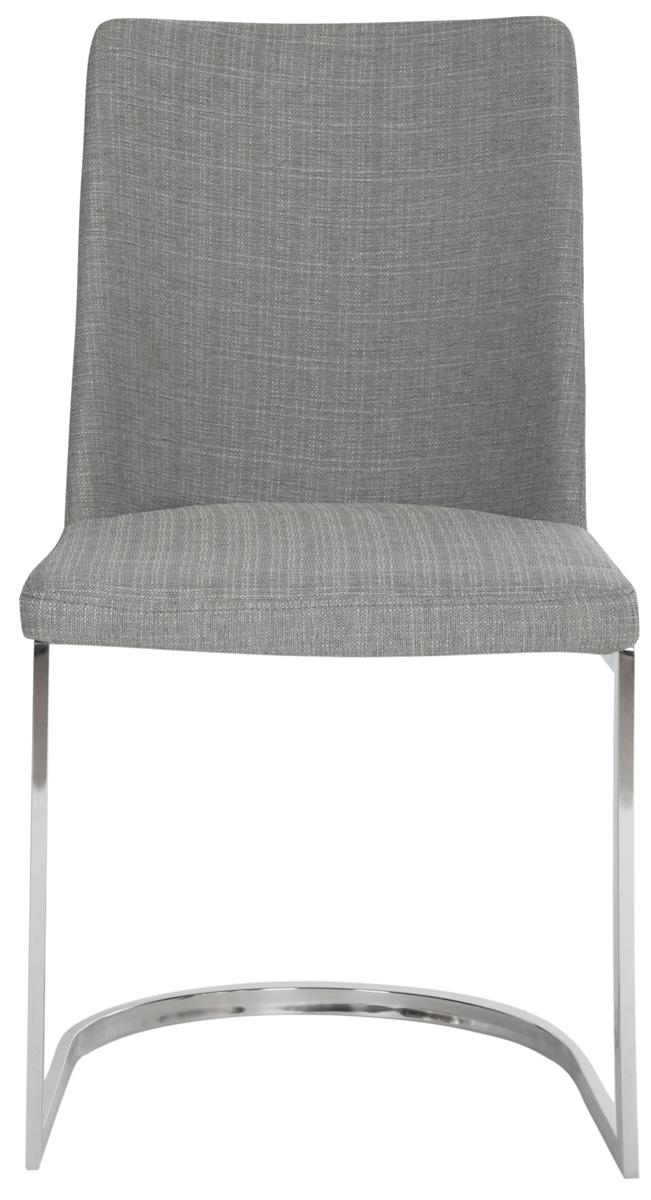 Safavieh - Set of 2 - Parkston Side Chair 18''H Linen Grey Chrome Metal Stainless Steel FOX2013G-SET2 683726693260