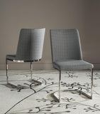 Safavieh - Set of 2 - Parkston Side Chair 18''H Linen Grey Chrome Metal Stainless Steel FOX2013G-SET2 683726693260