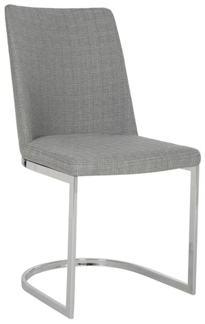 Safavieh - Set of 2 - Parkston Side Chair 18''H Linen Grey Chrome Metal Stainless Steel FOX2013G-SET2 683726693260