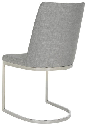 Safavieh - Set of 2 - Parkston Side Chair 18''H Linen Grey Chrome Metal Stainless Steel FOX2013G-SET2 683726693260