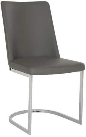 Safavieh - Set of 2 - Parkston Side Chair 18''H Leather Grey Chrome Metal Stainless Steel PU FOX2013H-SET2 683726693659