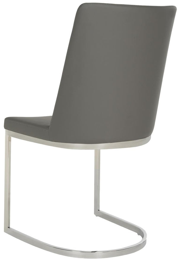 Safavieh - Set of 2 - Parkston Side Chair 18''H Leather Grey Chrome Metal Stainless Steel PU FOX2013H-SET2 683726693659