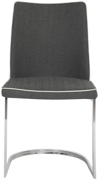 Safavieh - Set of 2 - Parkston Side Chair 18''H Linen Dark Grey White Chrome Metal Stainless Steel FOX2013J-SET2 683726731825