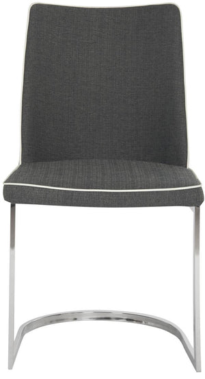 Safavieh - Set of 2 - Parkston Side Chair 18''H Linen Dark Grey White Chrome Metal Stainless Steel FOX2013J-SET2 683726731825