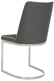 Safavieh - Set of 2 - Parkston Side Chair 18''H Linen Dark Grey White Chrome Metal Stainless Steel FOX2013J-SET2 683726731825