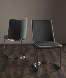 Safavieh - Set of 2 - Parkston Side Chair 18''H Linen Dark Grey White Chrome Metal Stainless Steel FOX2013J-SET2 683726731825
