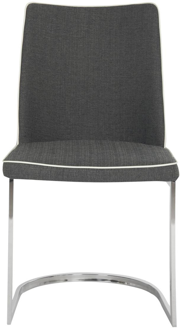 Safavieh - Set of 2 - Parkston Side Chair 18''H Linen Dark Grey White Chrome Metal Stainless Steel FOX2013J-SET2 683726731825