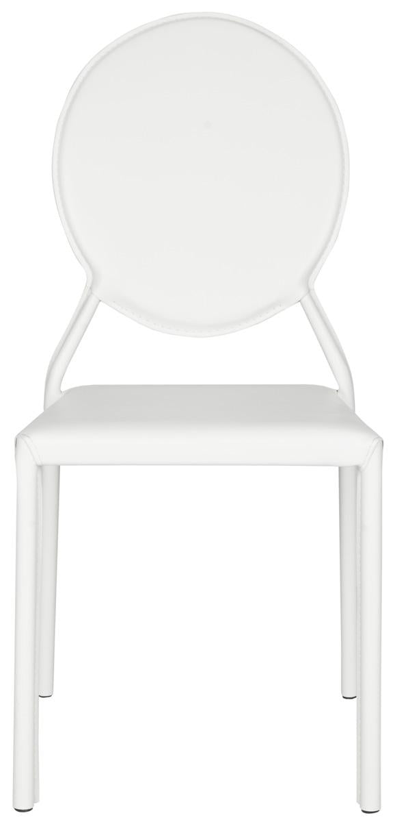 Safavieh - Set of 2 - Warner Side Chair 37''H Round Back Leather White Metal Iron PVC FOX2018A-SET2 683726696360