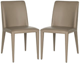 Safavieh - Set of 2 - Garretson Side Chair 18'' Leather Taupe Metal Iron PU FOX2019E-SET2 683726696971
