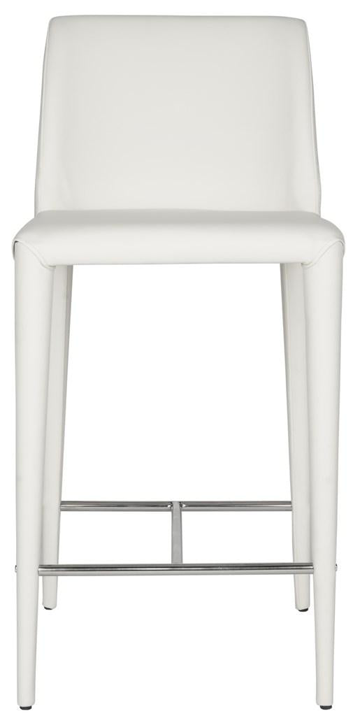 Safavieh - Set of 2 - Garretson Counter Stool White Chrome Metal Iron PU FOX2021A-SET2 683726697626