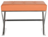 Safavieh Micha Ottoman Orange Chrome Metal Polished Stainless Steel PU FOX2022C 683726541356