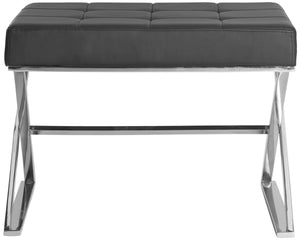 Safavieh Micha Ottoman Black Chrome Metal Polished Stainless Steel PU FOX2022D 683726541363