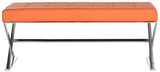 Safavieh Micha Bench Orange Chrome Metal Polished Stainless Steel PU FOX2023C 683726541417