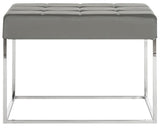 Safavieh Roitfeld Ottoman Grey Chrome Metal Polished Stainless Steel PU FOX2024B 683726541479