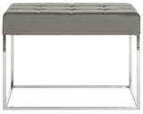 Safavieh Roitfeld Ottoman Grey Chrome Metal Polished Stainless Steel PU FOX2024B 683726541479