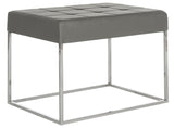 Safavieh Roitfeld Ottoman Grey Chrome Metal Polished Stainless Steel PU FOX2024B 683726541479