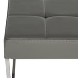 Safavieh Roitfeld Ottoman Grey Chrome Metal Polished Stainless Steel PU FOX2024B 683726541479