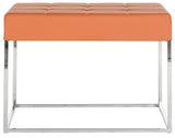 Safavieh Roitfeld Ottoman Orange Chrome Metal Polished Stainless Steel PU FOX2024C 683726541493