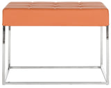 Safavieh Roitfeld Ottoman Orange Chrome Metal Polished Stainless Steel PU FOX2024C 683726541493