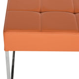 Safavieh Roitfeld Ottoman Orange Chrome Metal Polished Stainless Steel PU FOX2024C 683726541493