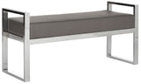 Safavieh Slade Bench Grey Chrome Metal Polished Stainless Steel PU FOX2026B 683726542124