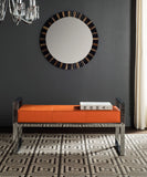 Safavieh Slade Bench Orange Chrome Metal Polished Stainless Steel PU FOX2026C 683726542117