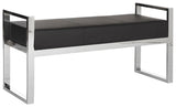 Safavieh Slade Bench Black Chrome Metal Polished Stainless Steel PU FOX2026D 683726542254