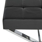 Safavieh Sienna Ottoman Black Chrome Metal Polished Stainless Steel PU FOX2028A 683726542797