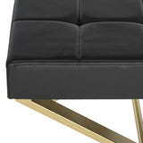 Safavieh Badgley Ottoman Black Gold Metal Polished Plywood Foam Stainless Steel PU FOX2029A 683726542889