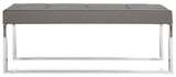 Safavieh Marc Bench Grey Chrome Metal Polished Stainless Steel PU FOX2032B 683726543251