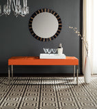 Safavieh Marc Bench Orange Chrome Metal Polished Stainless Steel PU FOX2032C 683726543282