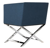Safavieh Celine Chair Chrome Cross Leg Navy Metal Polished Stainless Steel Polyester FOX2033A 889048092174