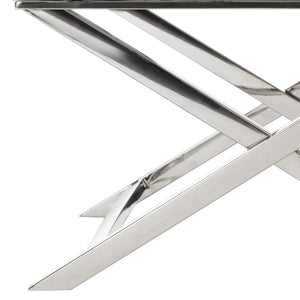 Safavieh Celine Chair Bonded Leather Chrome Cross Leg White Metal Polished Stainless Steel FOX2033C 889048092198