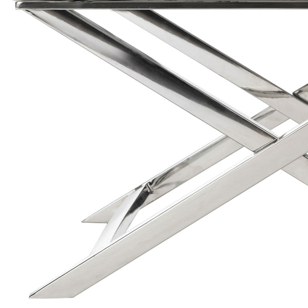 Safavieh Celine Chair Bonded Leather Chrome Cross Leg White Metal Polished Stainless Steel FOX2033C 889048092198