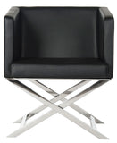 Safavieh Celine Chair Bonded Leather Chrome Cross Leg Black Metal Polished Stainless Steel FOX2033D 889048092204
