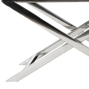 Safavieh Celine Chair Bonded Leather Chrome Cross Leg Black Metal Polished Stainless Steel FOX2033D 889048092204