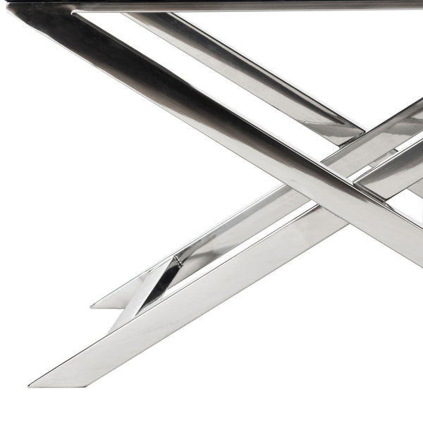 Safavieh Celine Chair Bonded Leather Chrome Cross Leg Black Metal Polished Stainless Steel FOX2033D 889048092204