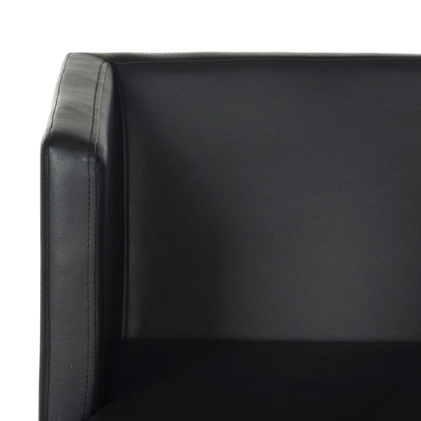 Safavieh Celine Chair Bonded Leather Chrome Cross Leg Black Metal Polished Stainless Steel FOX2033D 889048092204