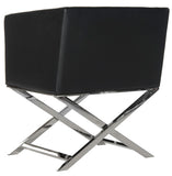 Safavieh Celine Chair Bonded Leather Chrome Cross Leg Black Metal Polished Stainless Steel FOX2033D 889048092204