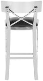 Safavieh Zoey Counter Stool 35''H Cross Back Black Chrome Metal Polished Plywood Foam Stainless Steel PU FOX2035A 889048172784