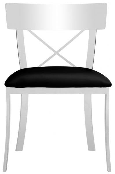 Safavieh - Set of 2 - Zoey Side Chair 19''H Black Chrome Metal Polished Stainless Steel PU FOX2036A-SET2 889048187511
