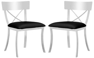 Safavieh - Set of 2 - Zoey Side Chair 19''H Black Chrome Metal Polished Stainless Steel PU FOX2036A-SET2 889048187511